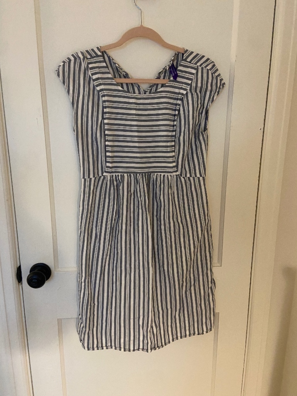 Seraphine Blue White Striped Nursing Dress with Pockets